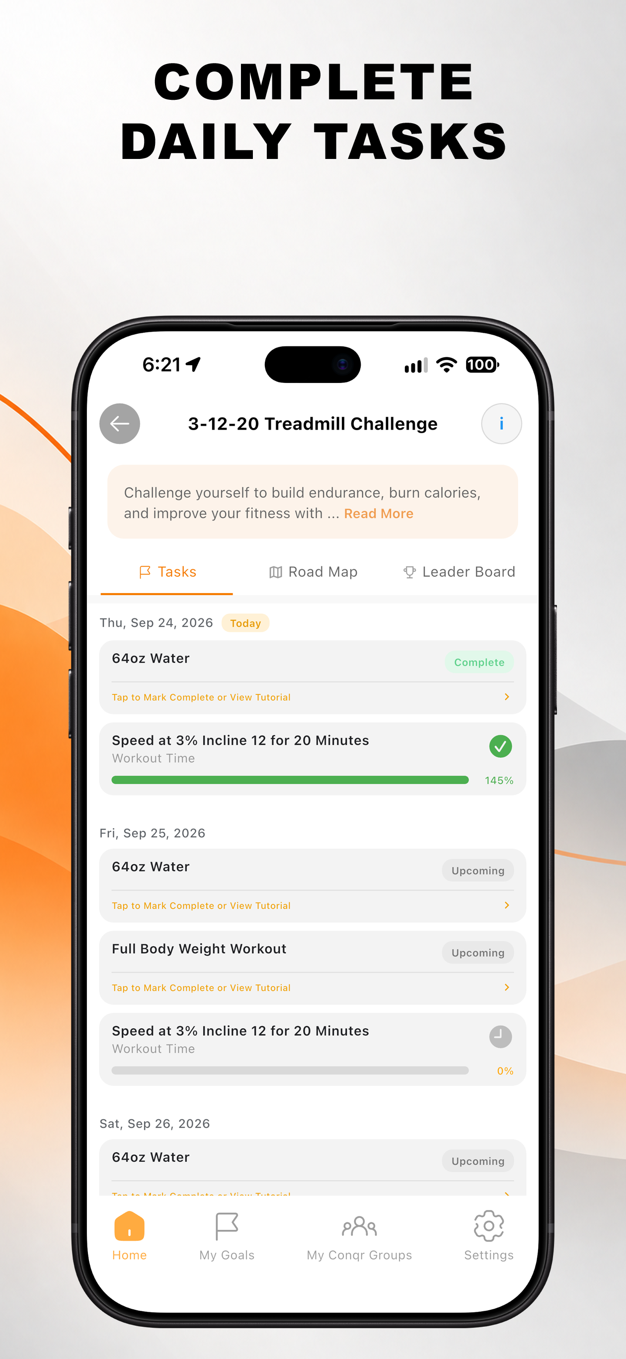 Tasks screen